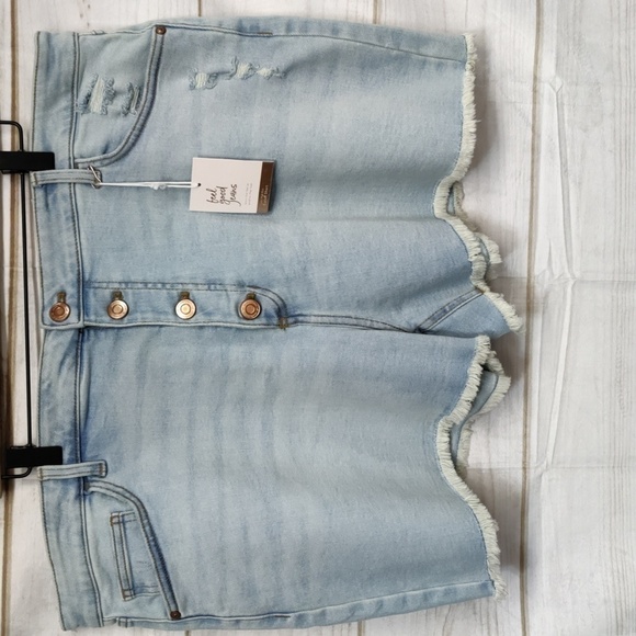 Lc Lauren Conrad Super HighRise Cut Off Button Fly Distressed Jean Shorts, 22W - Picture 1 of 13